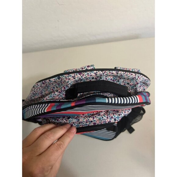 Roxy Girl Multicolor Stripe Boho Floral Backpack Black Interior - Picture 4 of 8